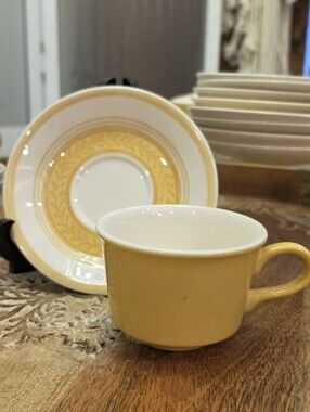 Vtg Royal China Casablanca Yellow Cup Saucer Set MCM